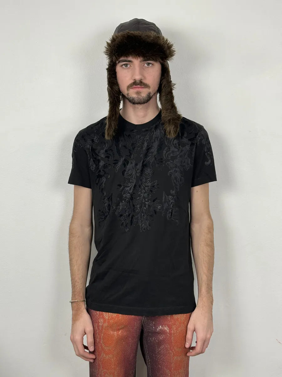 2010s Dolce & Gabbana Black Velvet Floral T-Shirt rluMnry 2