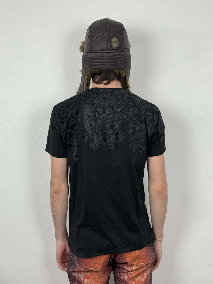 2010s Dolce & Gabbana Black Velvet Floral T-Shirt rluMnry 3