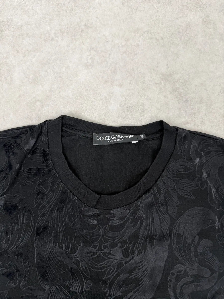2010s Dolce & Gabbana Black Velvet Floral T-Shirt rluMnry 7