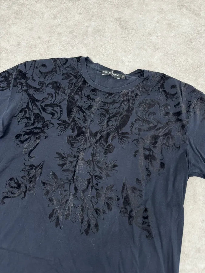 2010s Dolce & Gabbana Black Velvet Ornament T-Shirt VPAdGpp 4