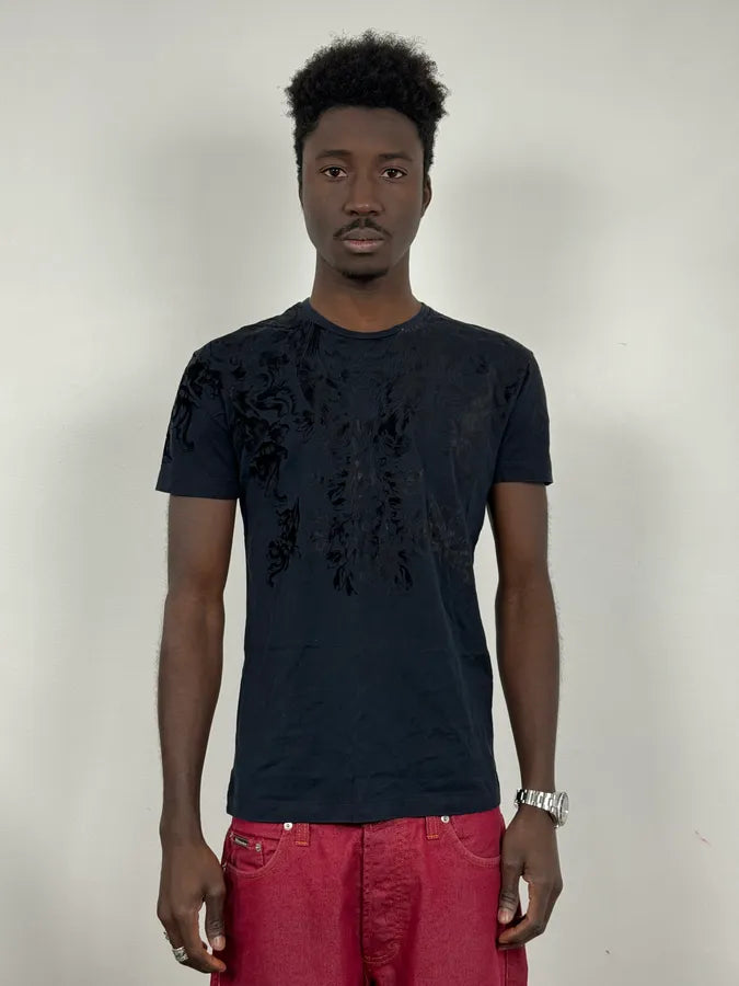 2010s Dolce & Gabbana Black Velvet Ornament T-Shirt VPAdGpp 1