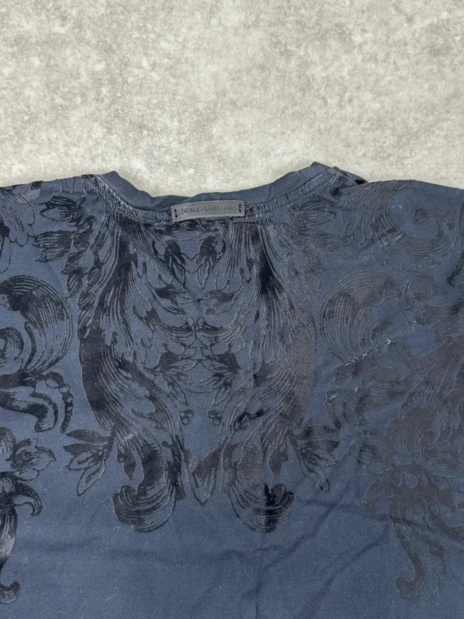 2010s Dolce & Gabbana Black Velvet Ornament T-Shirt VPAdGpp 7