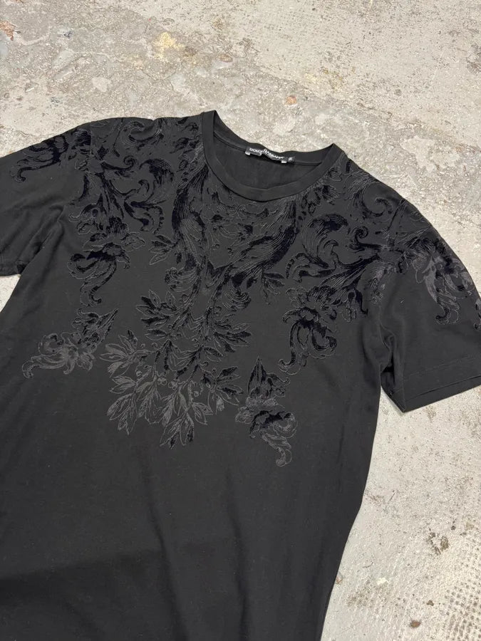 2010s Dolce & Gabbana Black Velvet Ornament T-Shirt TLjjWeC 3