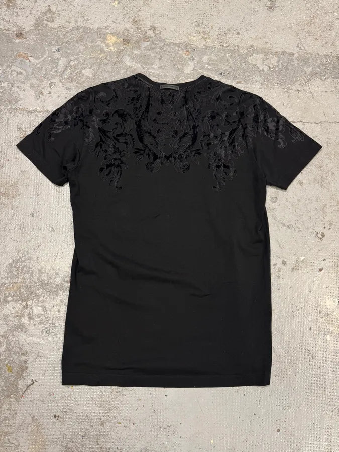 2010s Dolce & Gabbana Black Velvet Ornament T-Shirt TLjjWeC 4