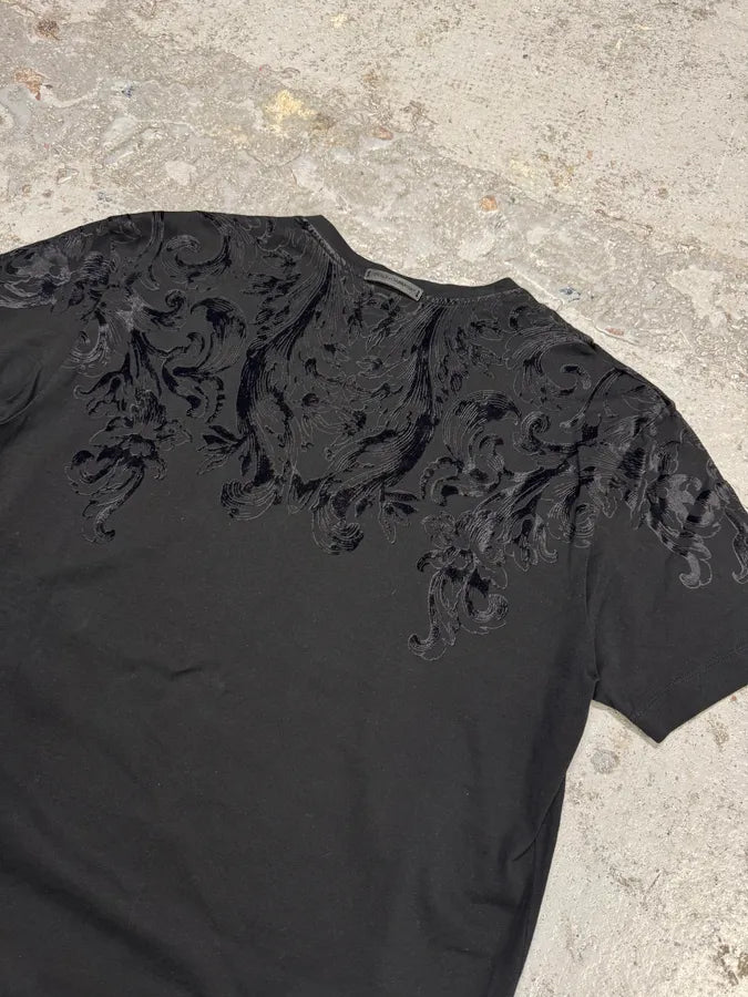 2010s Dolce & Gabbana Black Velvet Ornament T-Shirt TLjjWeC 5