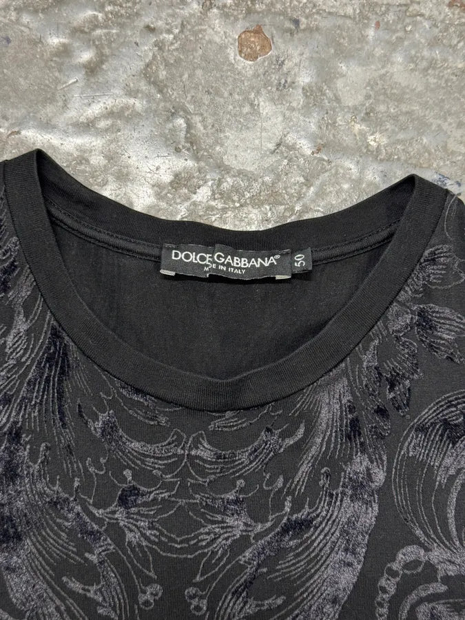 2010s Dolce & Gabbana Black Velvet Ornament T-Shirt TLjjWeC 7