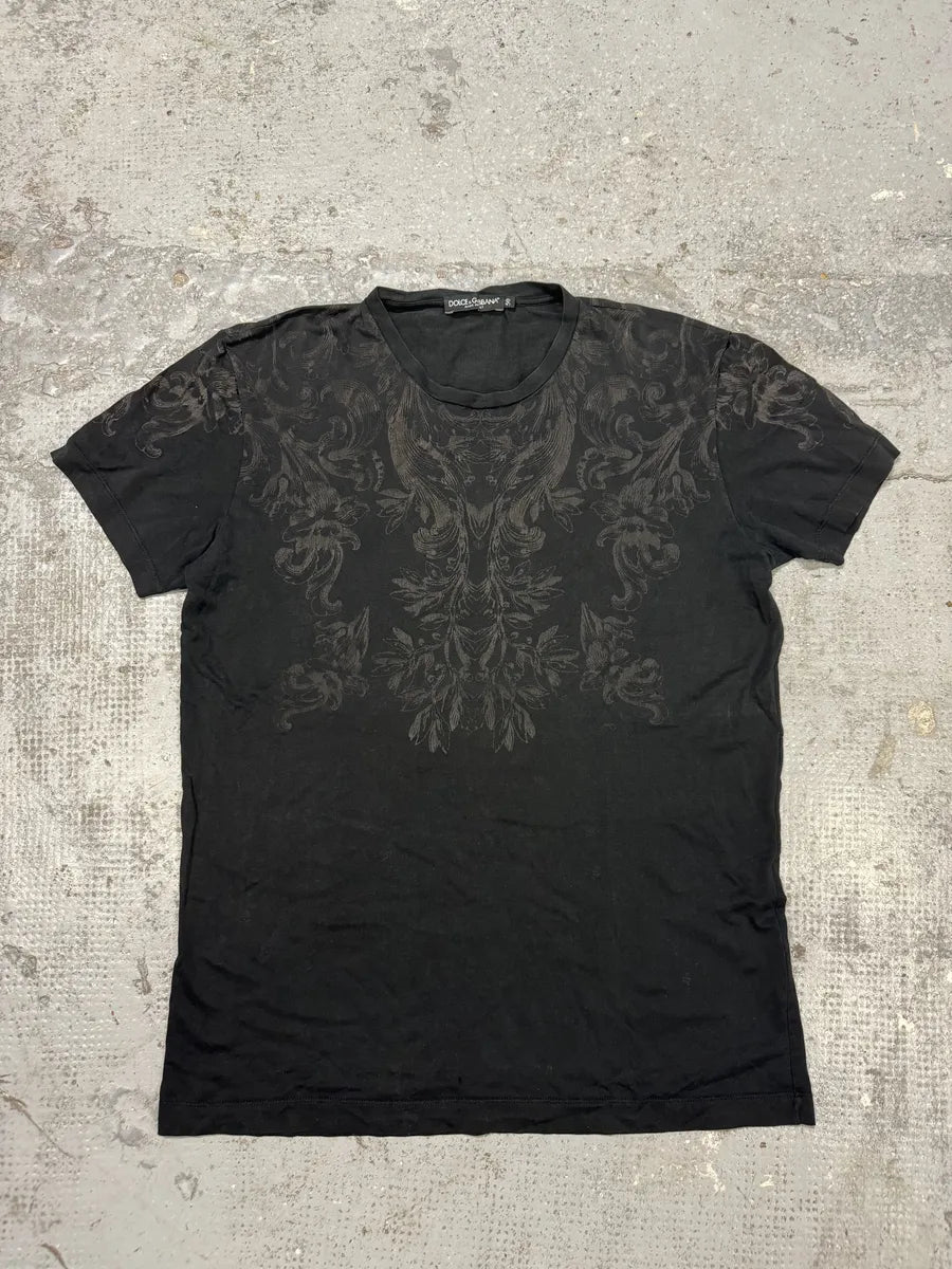 2010s Dolce & Gabbana Black Velvet Ornament T-Shirt UyuGgLN 0