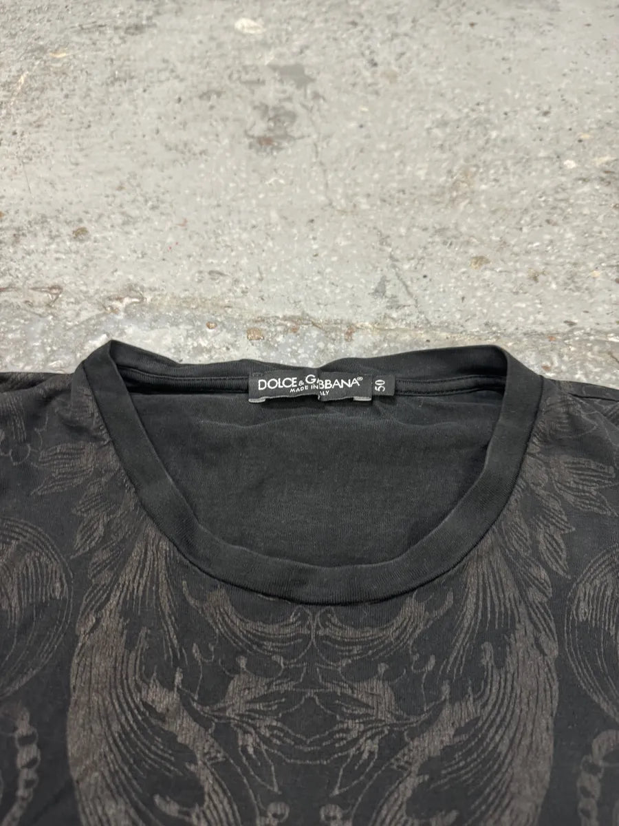 2010s Dolce & Gabbana Black Velvet Ornament T-Shirt UyuGgLN 3