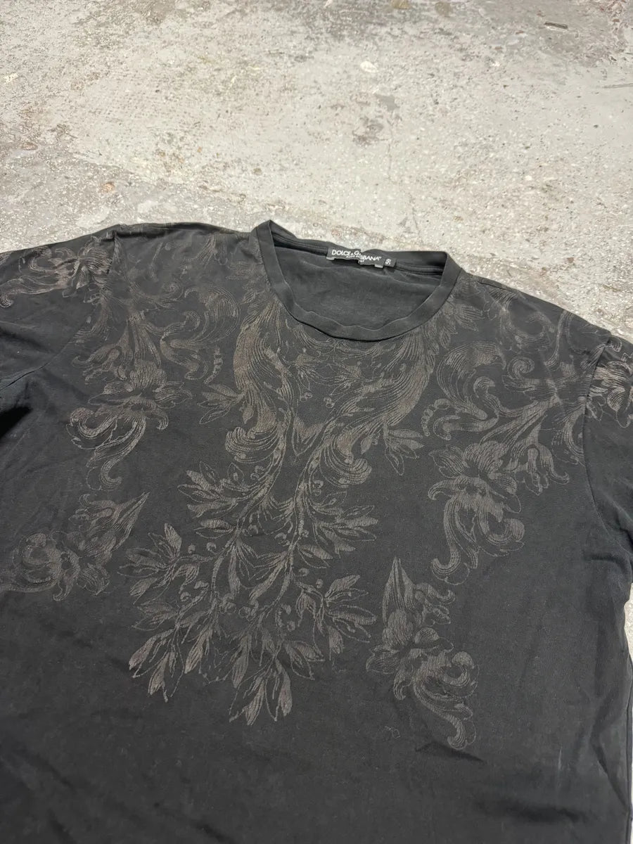 2010s Dolce & Gabbana Black Velvet Ornament T-Shirt UyuGgLN 4