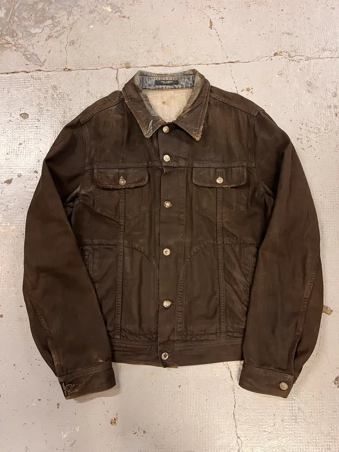 2010s Dolce & Gabbana Black Waxed Effect Denim Jacket tRqMtgA 0