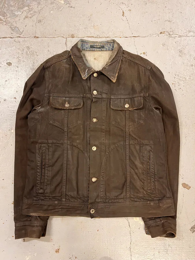 2010s Dolce & Gabbana Black Waxed Effect Denim Jacket tRqMtgA 3