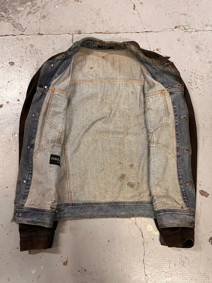 2010s Dolce & Gabbana Black Waxed Effect Denim Jacket tRqMtgA 7