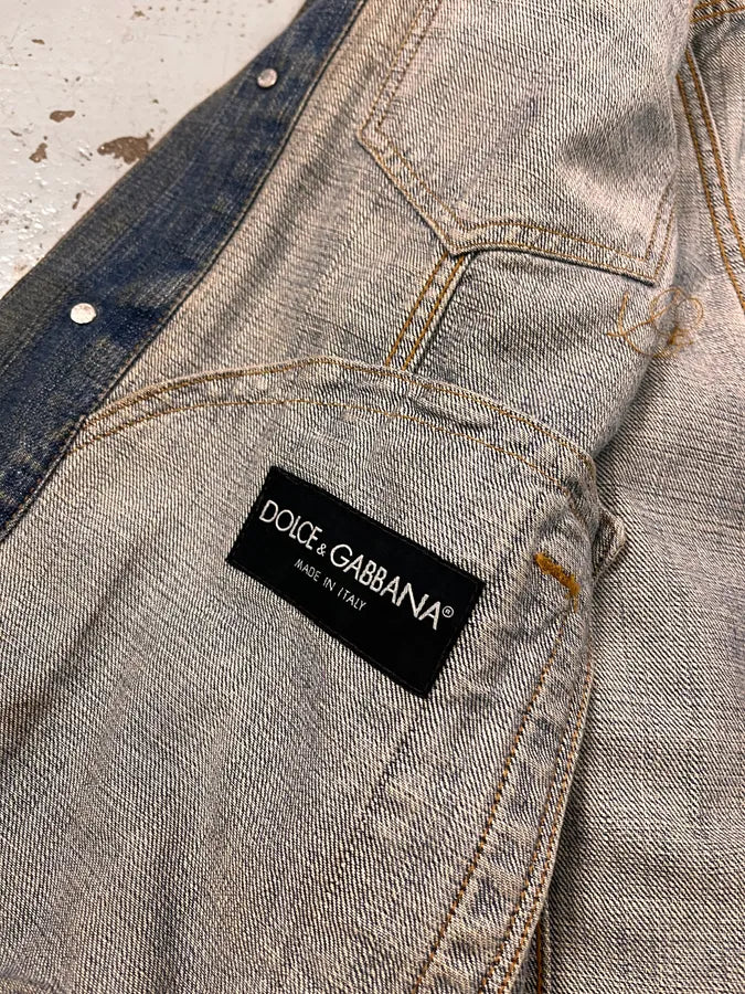 2010s Dolce & Gabbana Black Waxed Effect Denim Jacket tRqMtgA 8