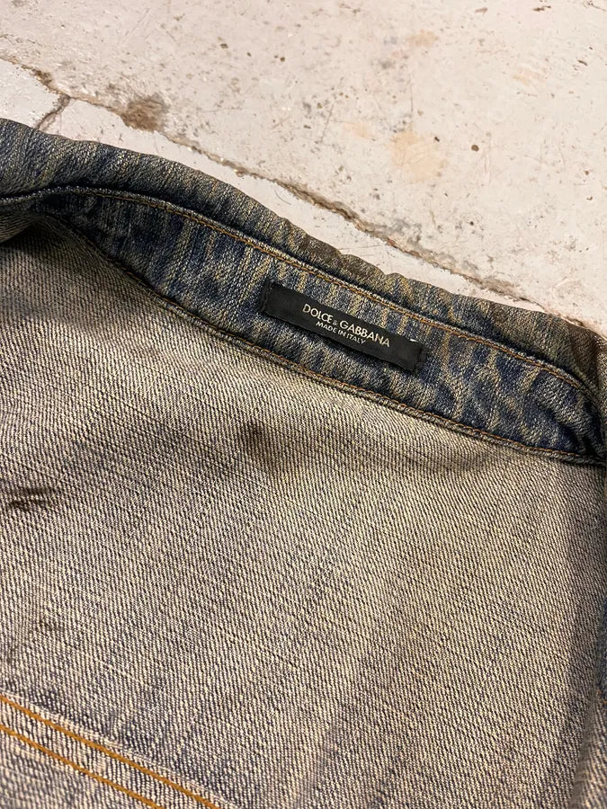 2010s Dolce & Gabbana Black Waxed Effect Denim Jacket tRqMtgA 9