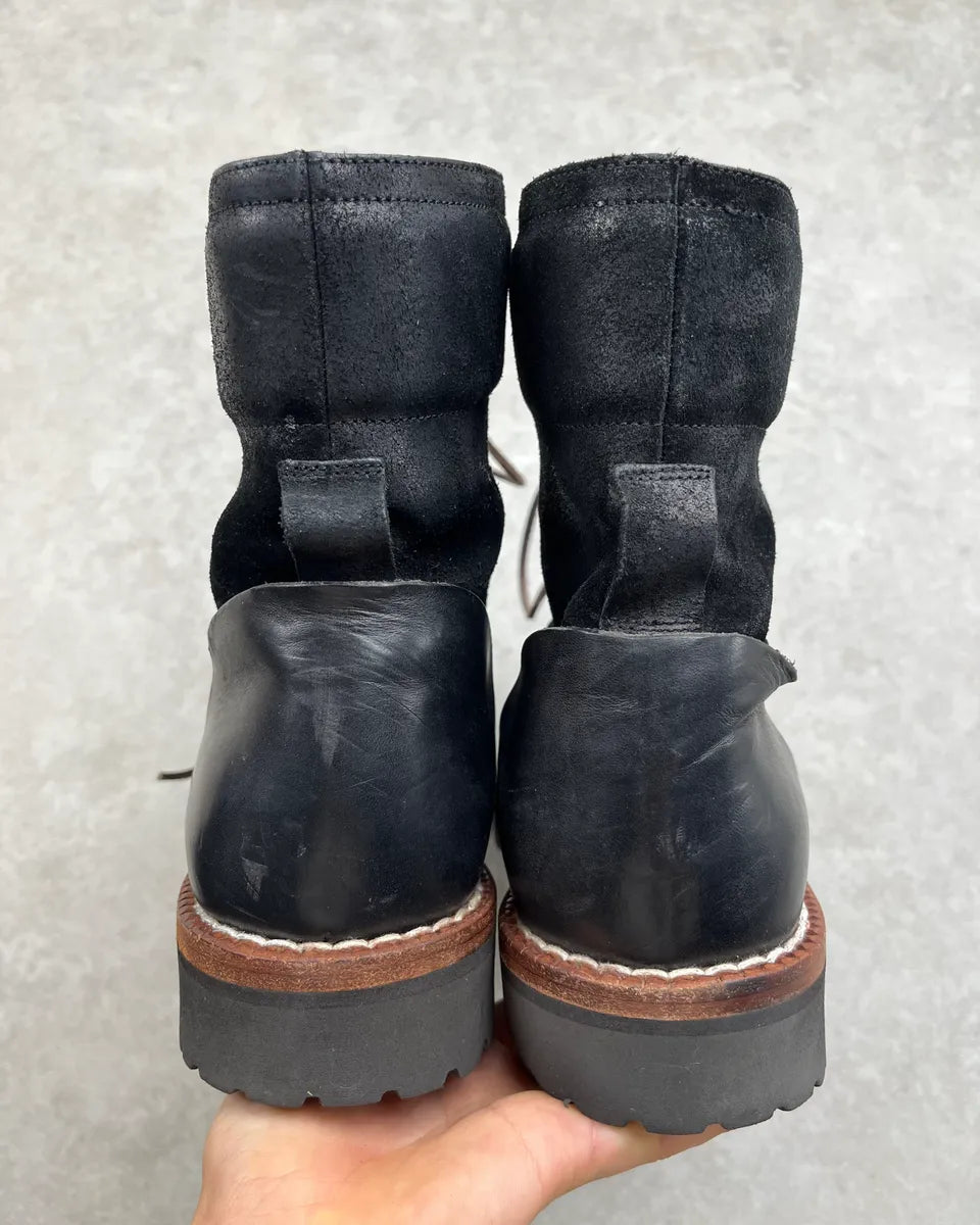 2010s Dolce & Gabbana Black Waxed Effect Leather Laced Boots zDkIrkq 7