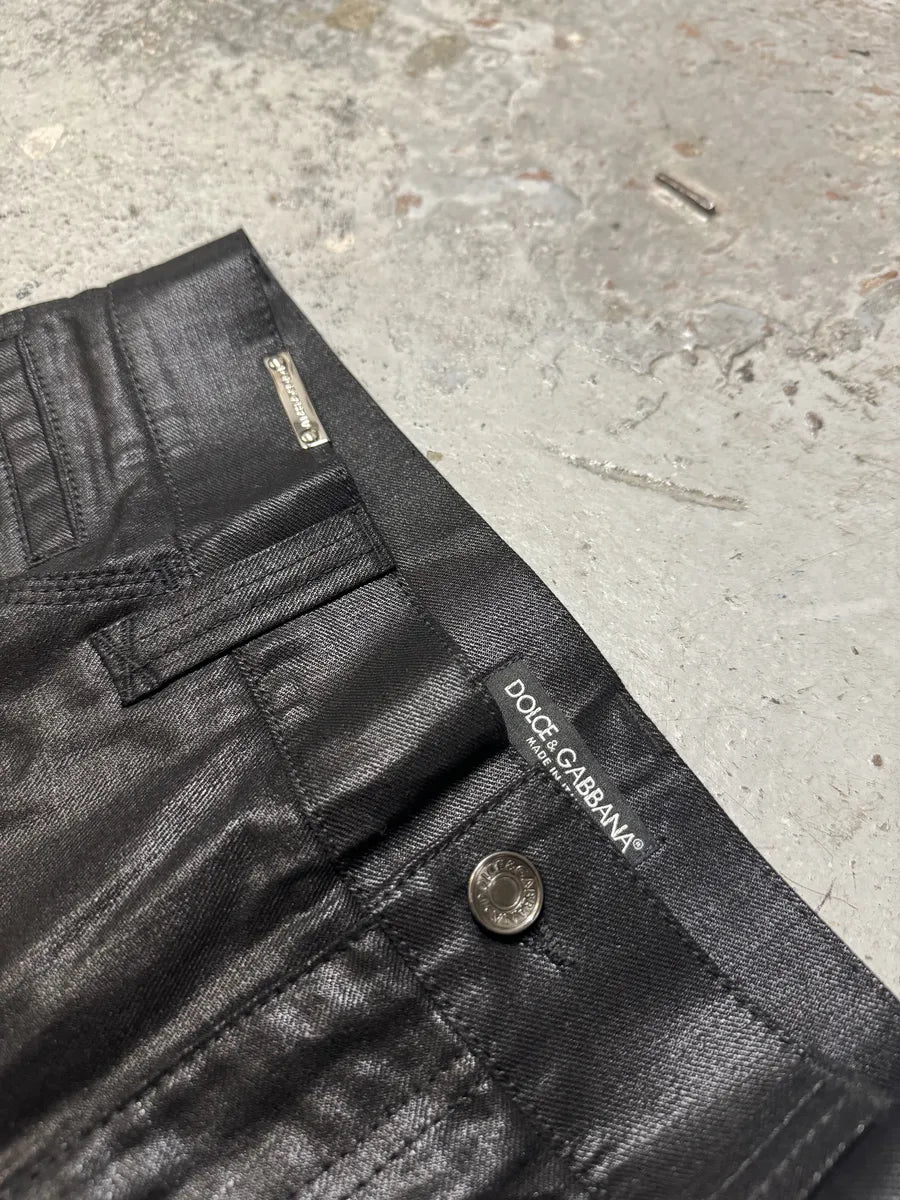 2010s Dolce & Gabbana Black Waxed Effect Pants RSzlIoI 10