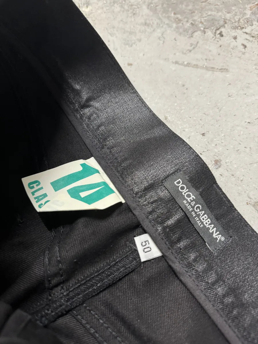 2010s Dolce & Gabbana Black Waxed Effect Pants RSzlIoI 8