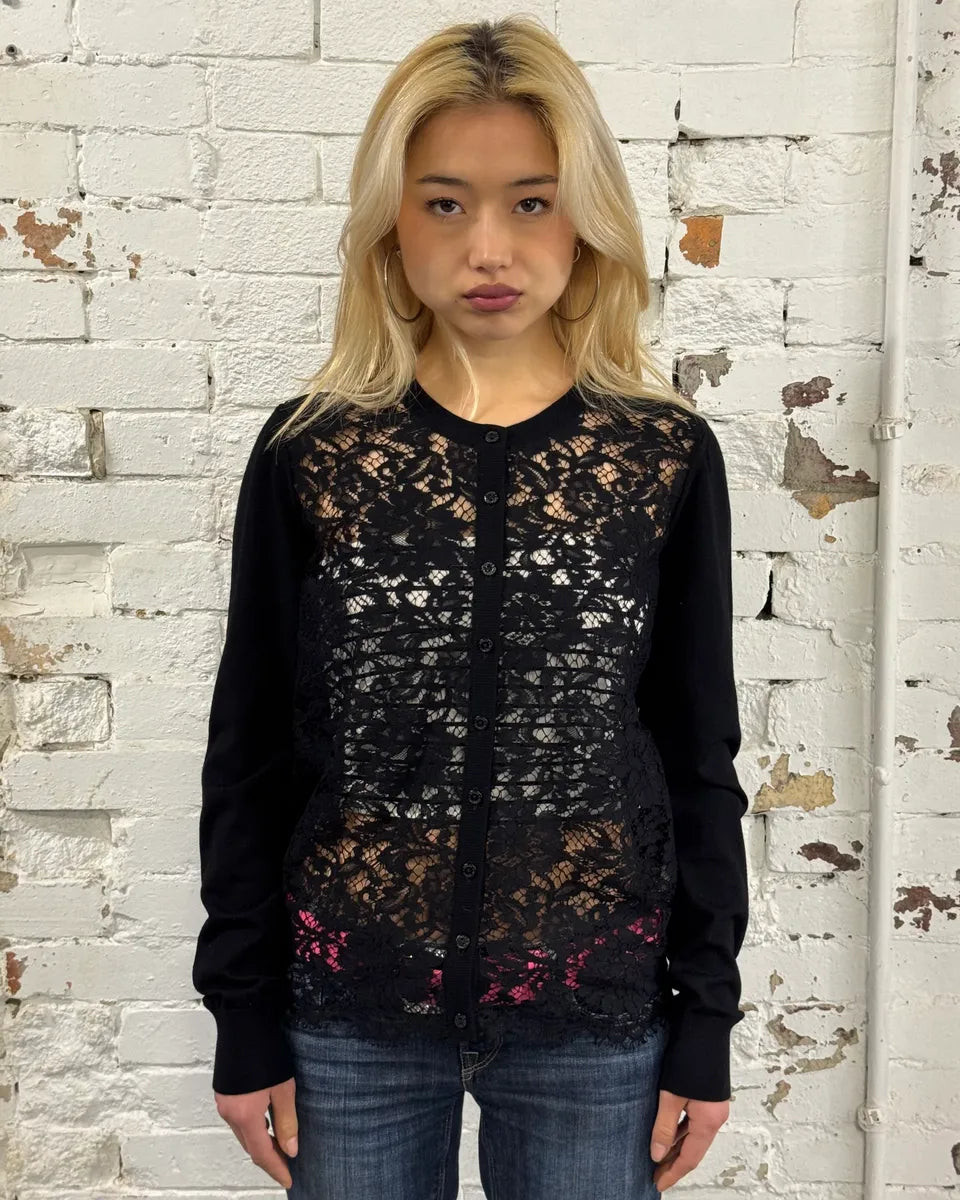 2010s Dolce & Gabbana Black Wool Lace Cardigan  AuOnXRT 0