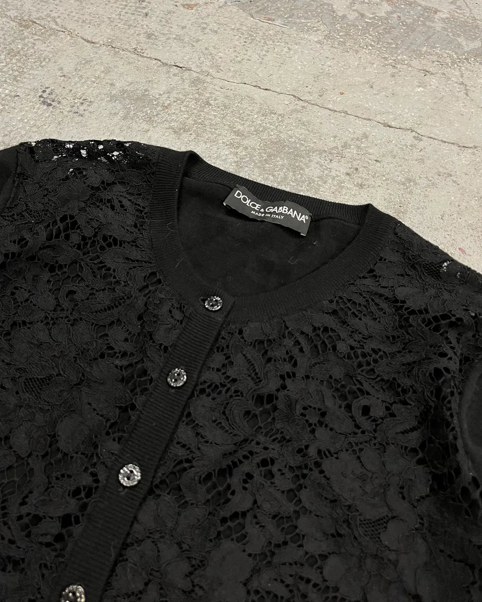 2010s Dolce & Gabbana Black Wool Lace Cardigan  AuOnXRT 5