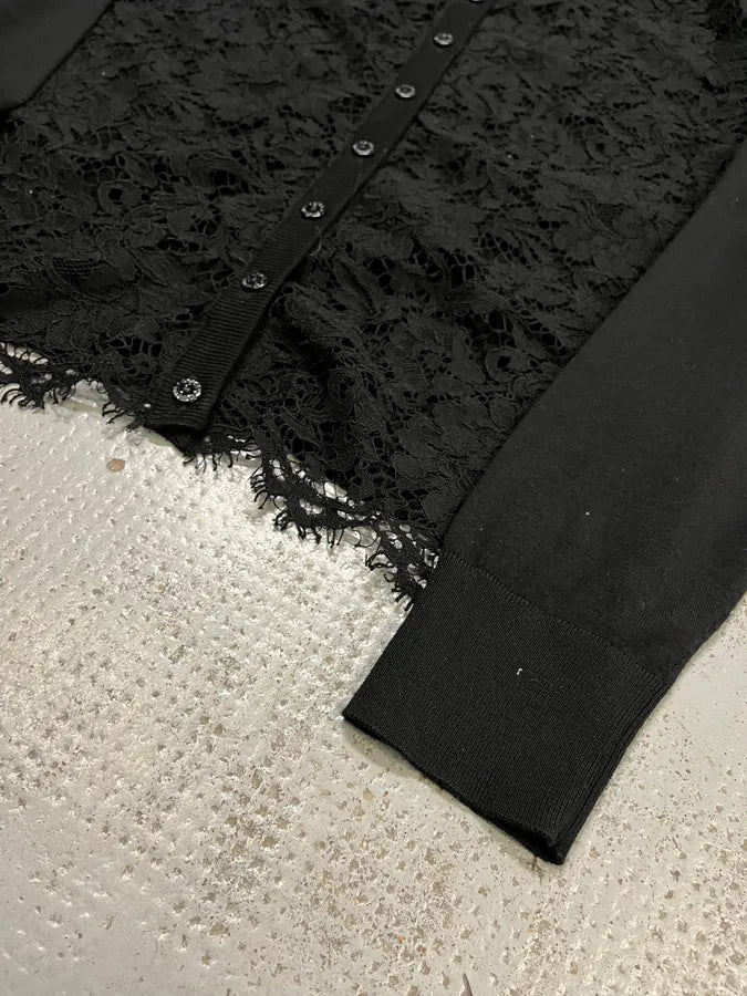 2010s Dolce & Gabbana Black Wool Lace Cardigan  AuOnXRT 6