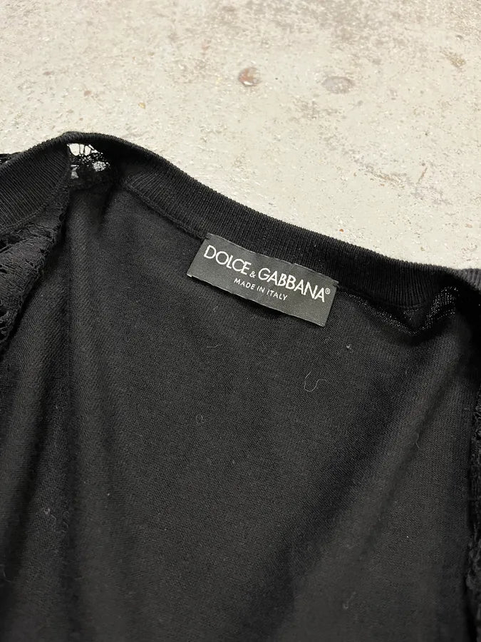 2010s Dolce & Gabbana Black Wool Lace Cardigan  AuOnXRT 8