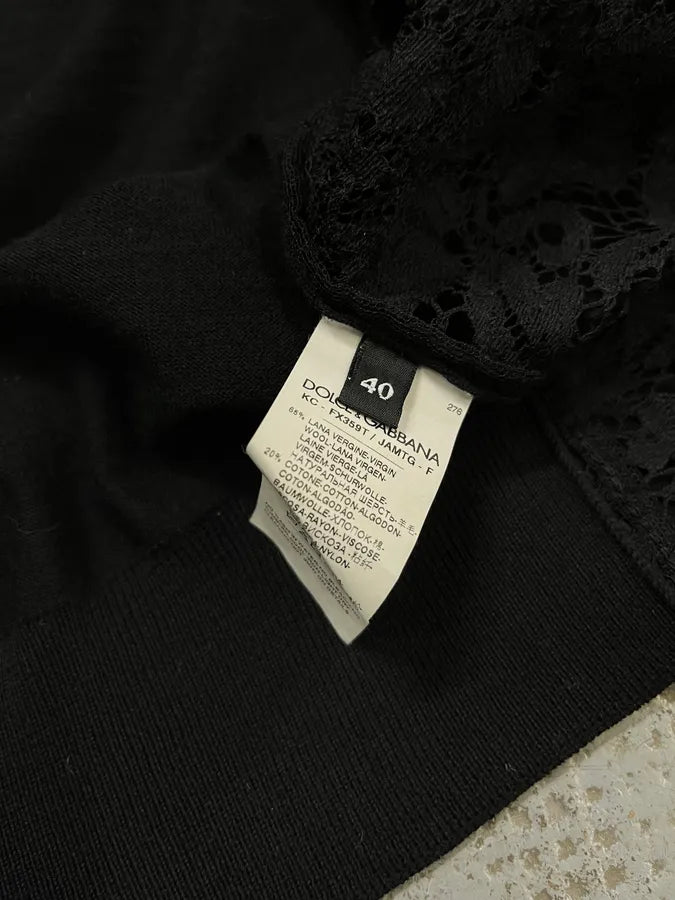 2010s Dolce & Gabbana Black Wool Lace Cardigan  AuOnXRT 9