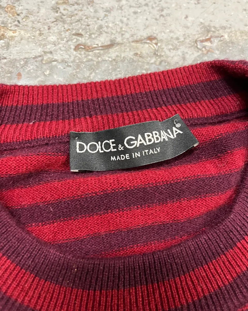 2010s Dolce & Gabbana Bordeaux Two Tone Striped Sweater KfYuhkC 7