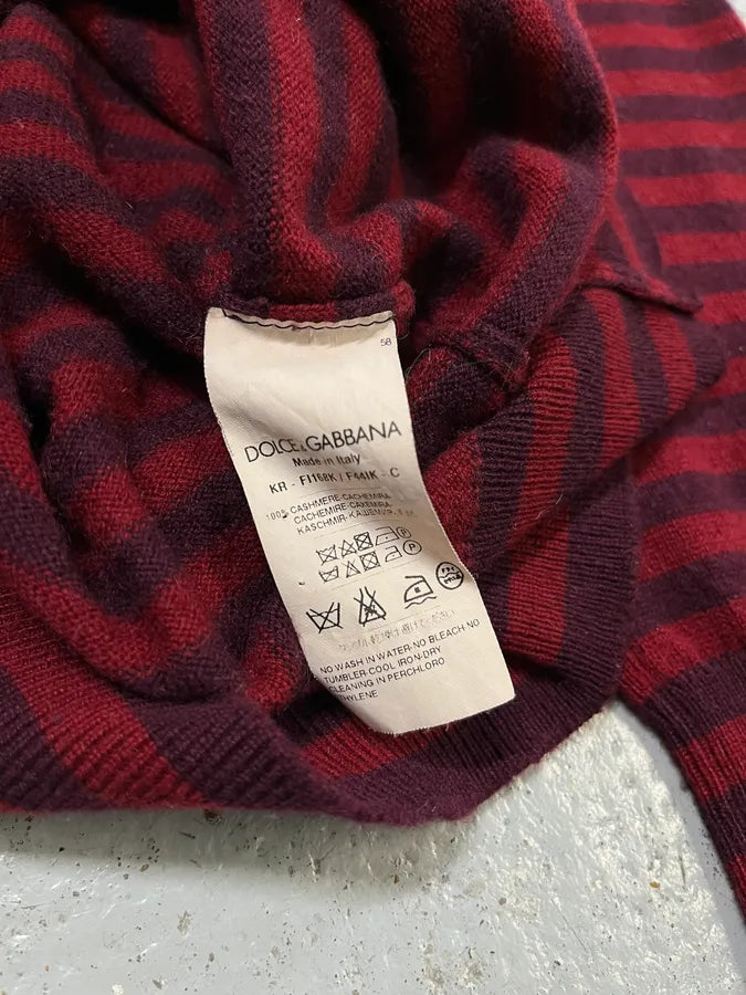 2010s Dolce & Gabbana Bordeaux Two Tone Striped Sweater KfYuhkC 8