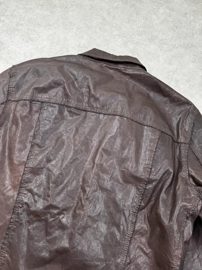 2010s Dolce & Gabbana Brown Distressed Leather Shirt Jacket AGrVppj 5