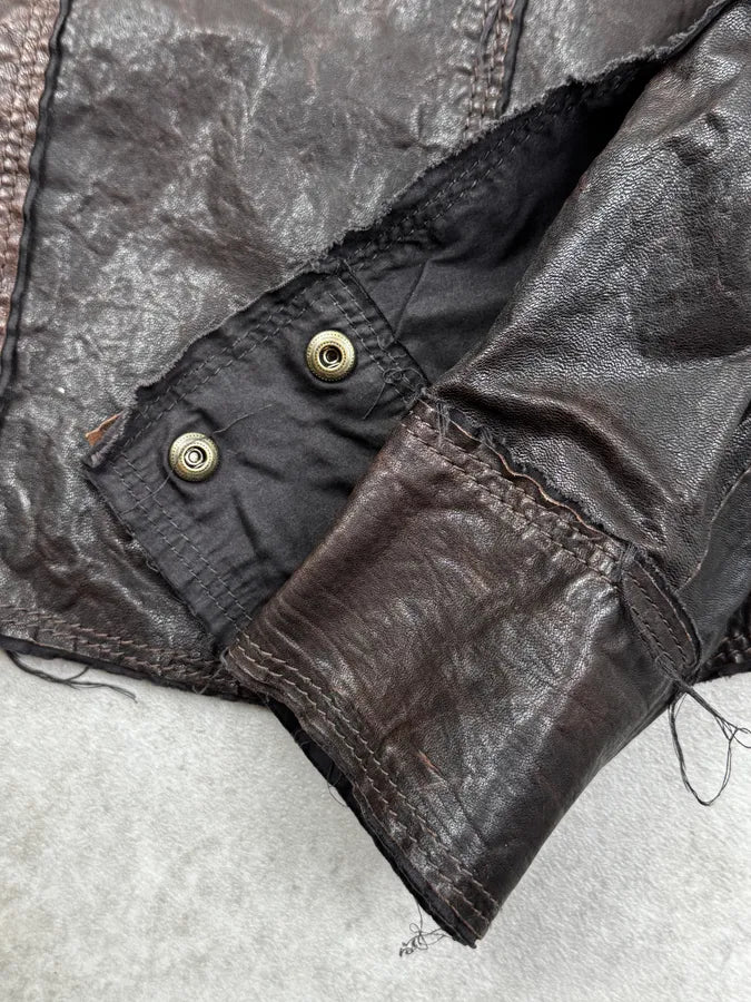 2010s Dolce & Gabbana Brown Distressed Leather Shirt Jacket AGrVppj 12