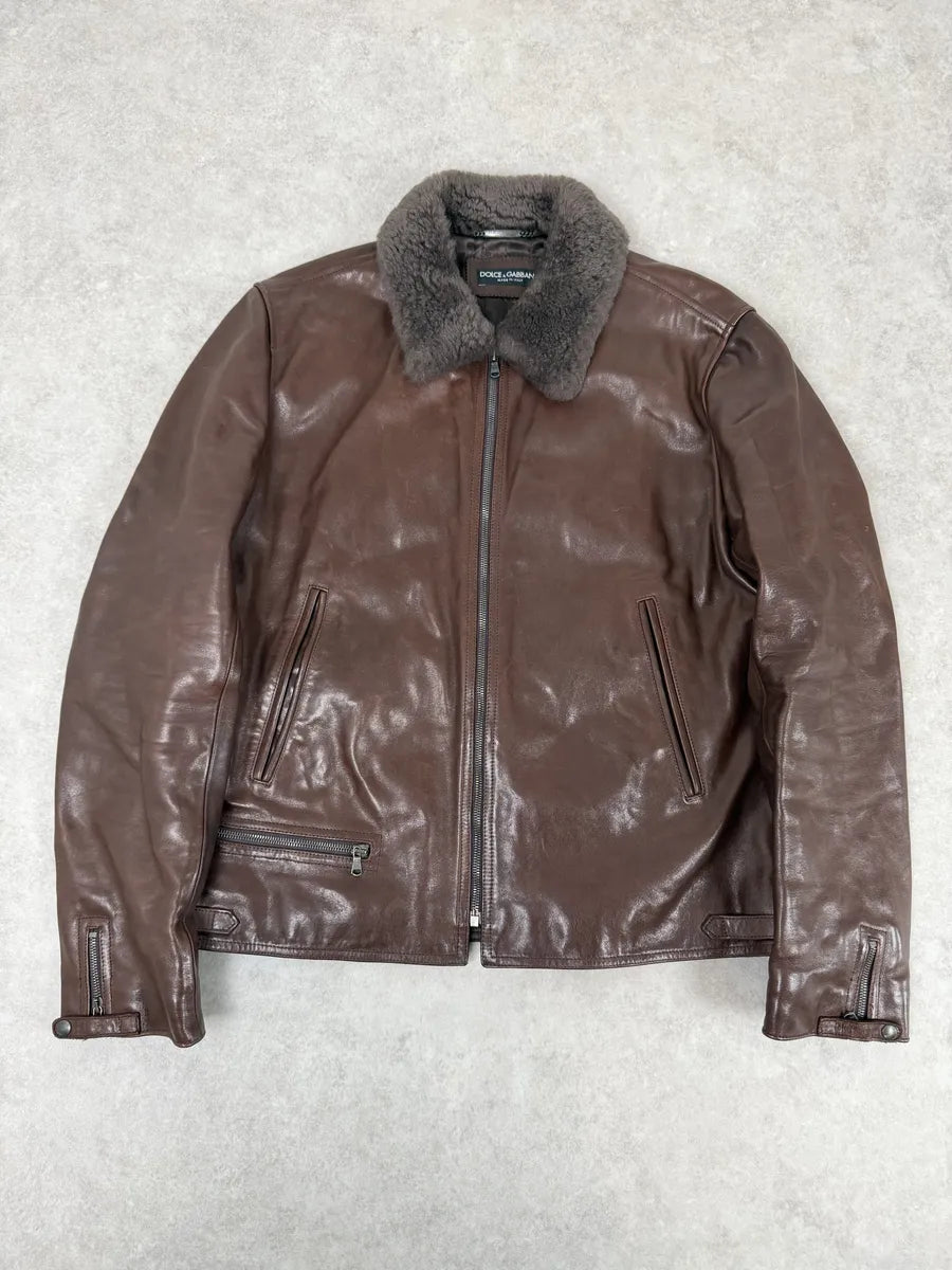 2010s Dolce & Gabbana Brown Premium Leather Jacket PwFcccX 0