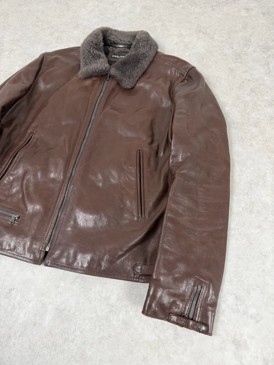 2010s Dolce & Gabbana Brown Premium Leather Jacket PwFcccX 4