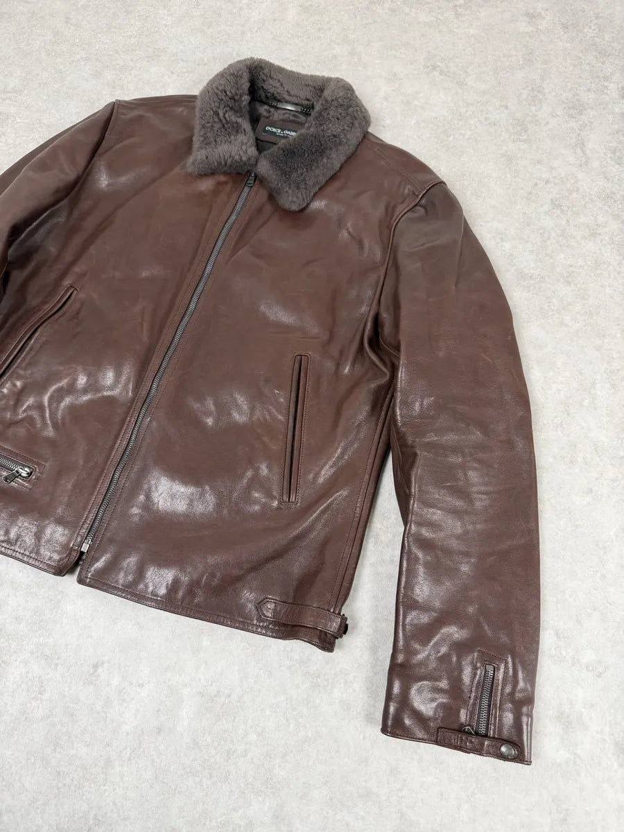 2010s Dolce & Gabbana Brown Premium Leather Jacket PwFcccX 5