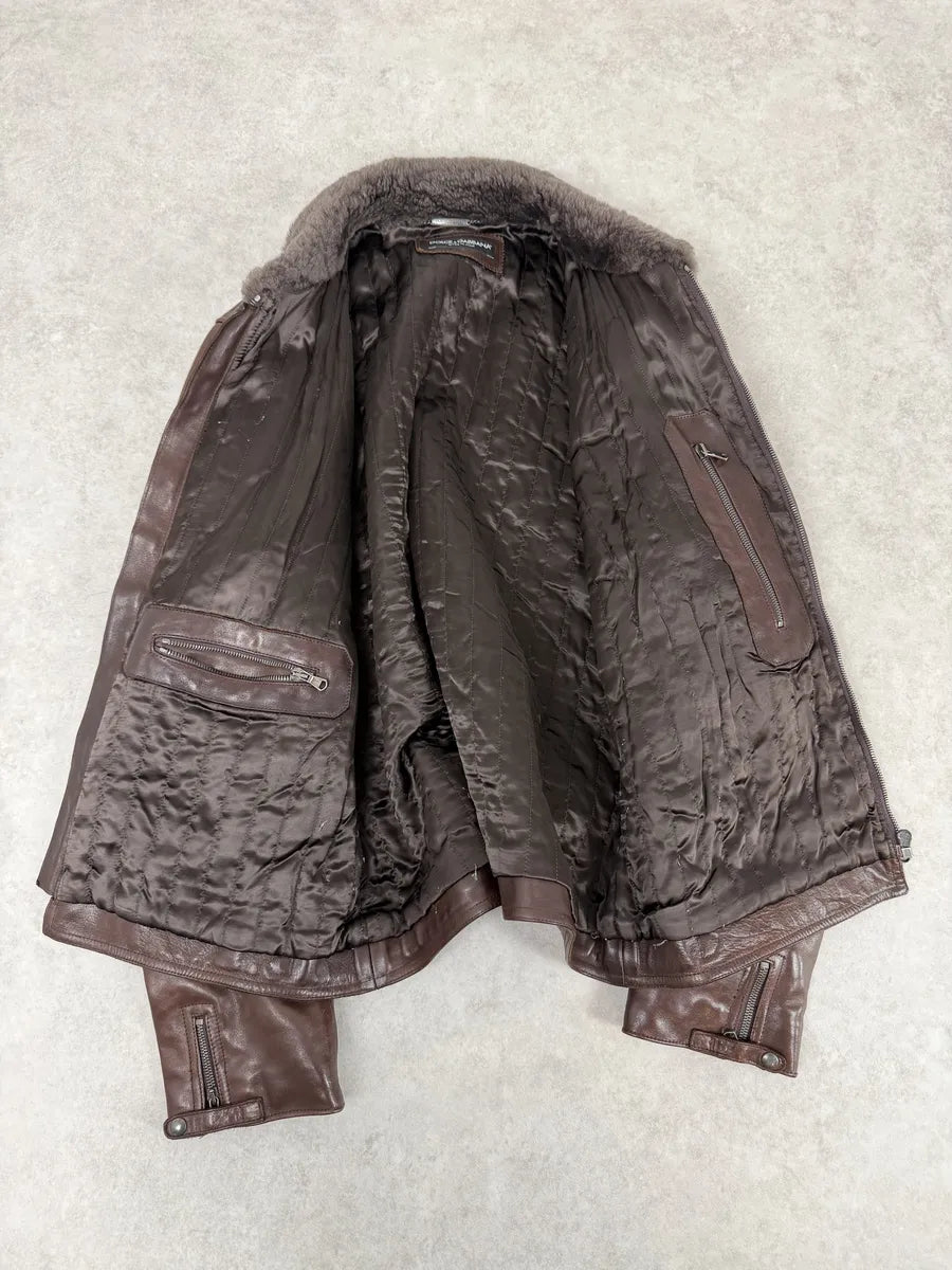 2010s Dolce & Gabbana Brown Premium Leather Jacket PwFcccX 7