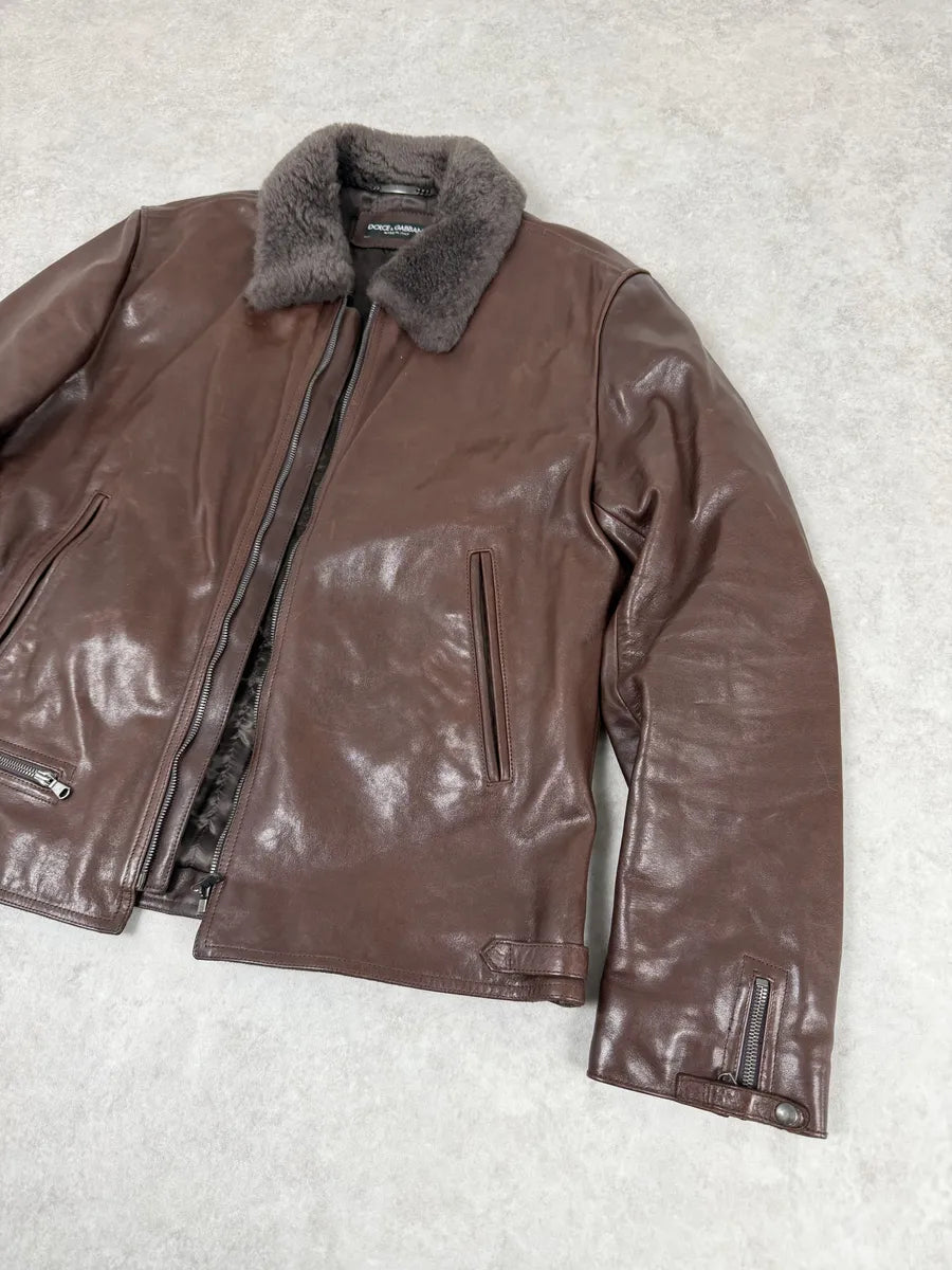 2010s Dolce & Gabbana Brown Premium Leather Jacket PwFcccX 9