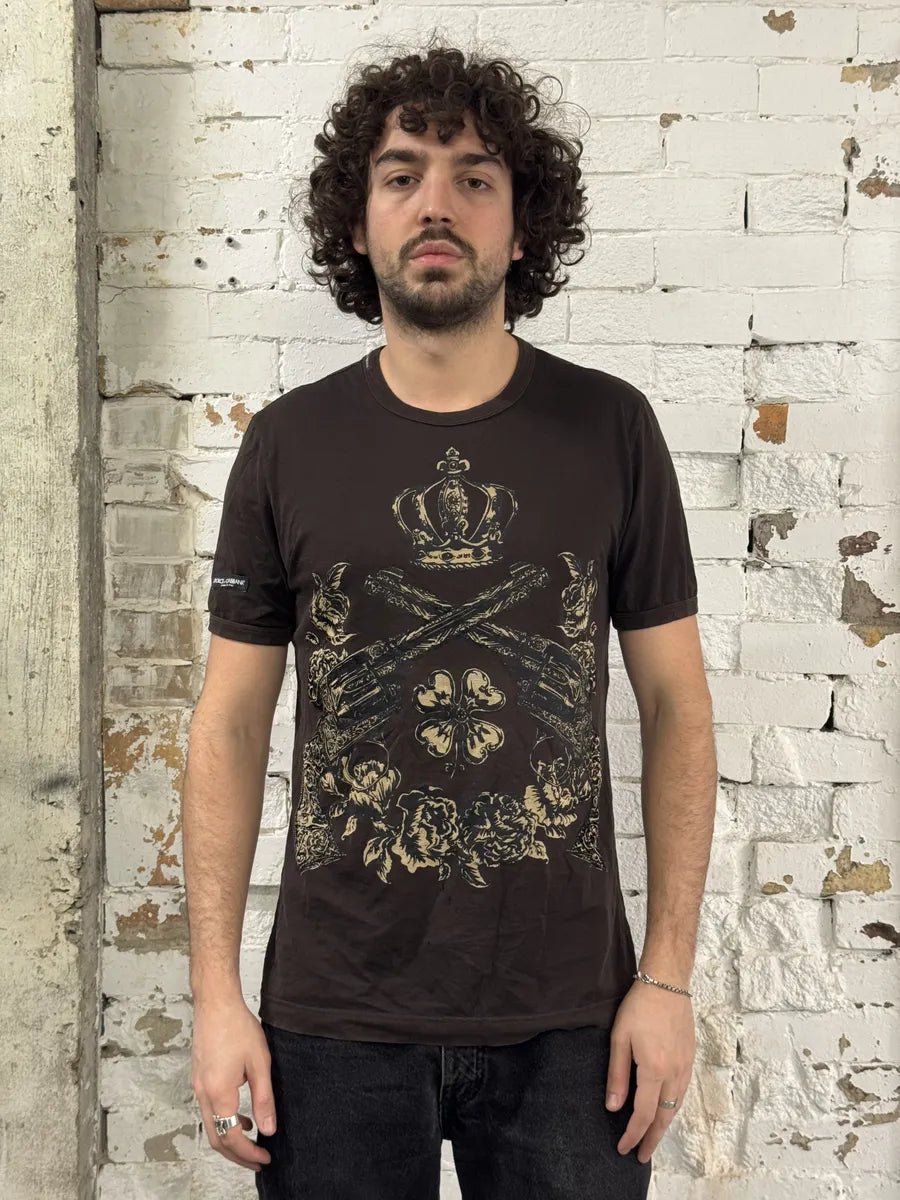 2010s Dolce & Gabbana Brown Royal Gun T-Shirt ihITwze 2
