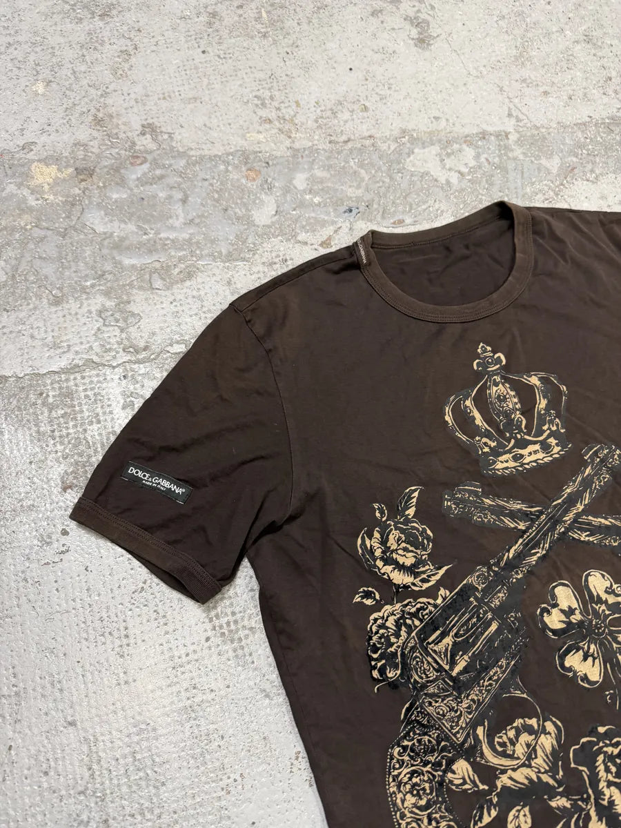 2010s Dolce & Gabbana Brown Royal Gun T-Shirt ihITwze 5