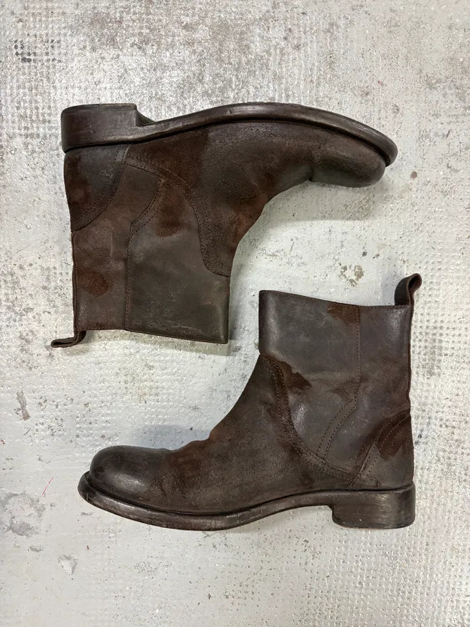 2010s Dolce & Gabbana Brown Suede Eroded Leather Boots XfimIGS 2