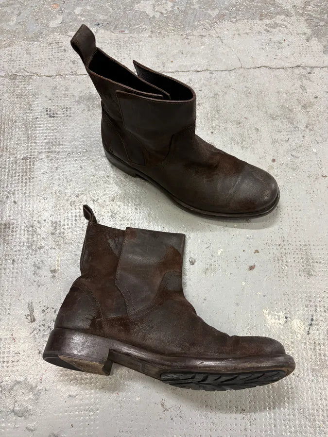 2010s Dolce & Gabbana Brown Suede Eroded Leather Boots XfimIGS 3