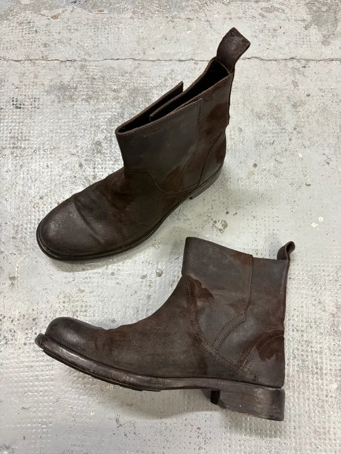 2010s Dolce & Gabbana Brown Suede Eroded Leather Boots XfimIGS 4