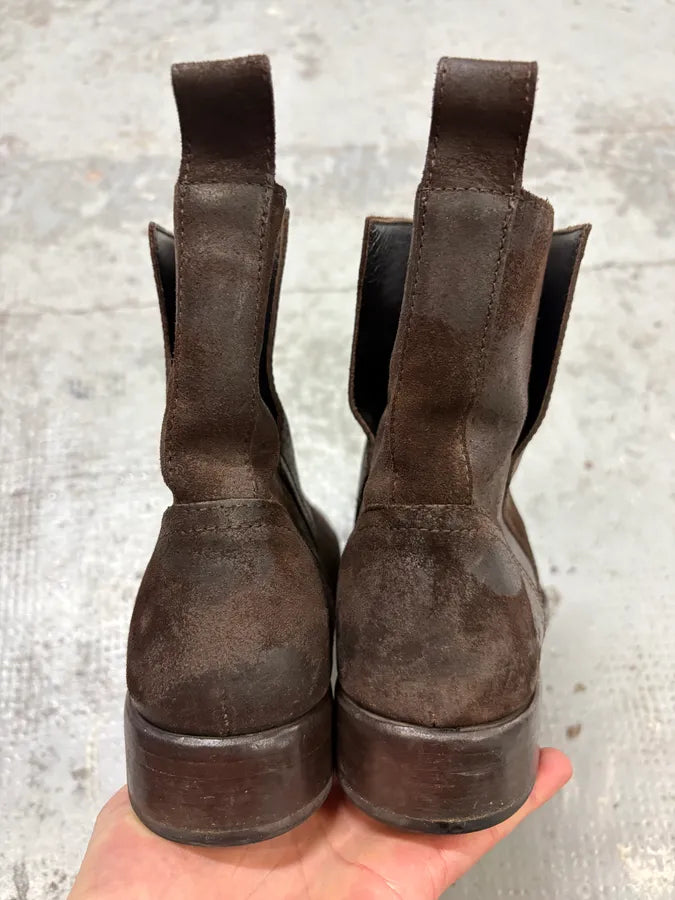 2010s Dolce & Gabbana Brown Suede Eroded Leather Boots XfimIGS 5
