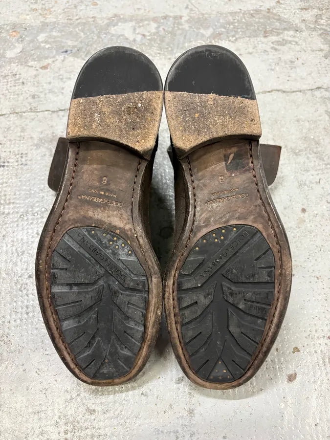 2010s Dolce & Gabbana Brown Suede Eroded Leather Boots XfimIGS 6