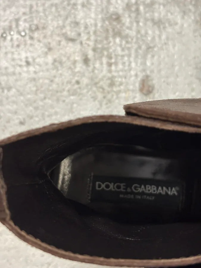2010s Dolce & Gabbana Brown Suede Eroded Leather Boots XfimIGS 7