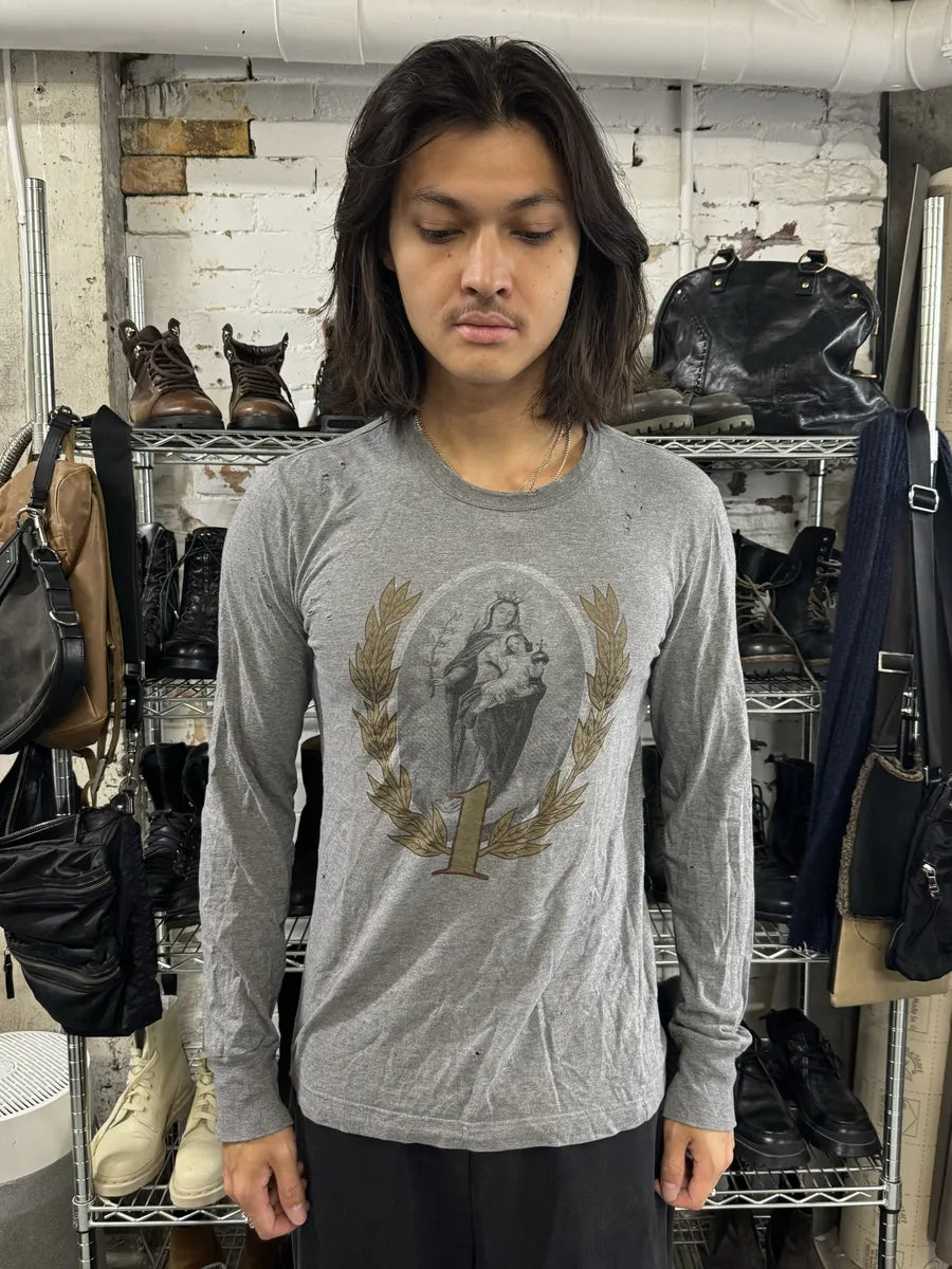 2010s Dolce & Gabbana Catholic Grey Distressed Longsleeves RiYJTib 1