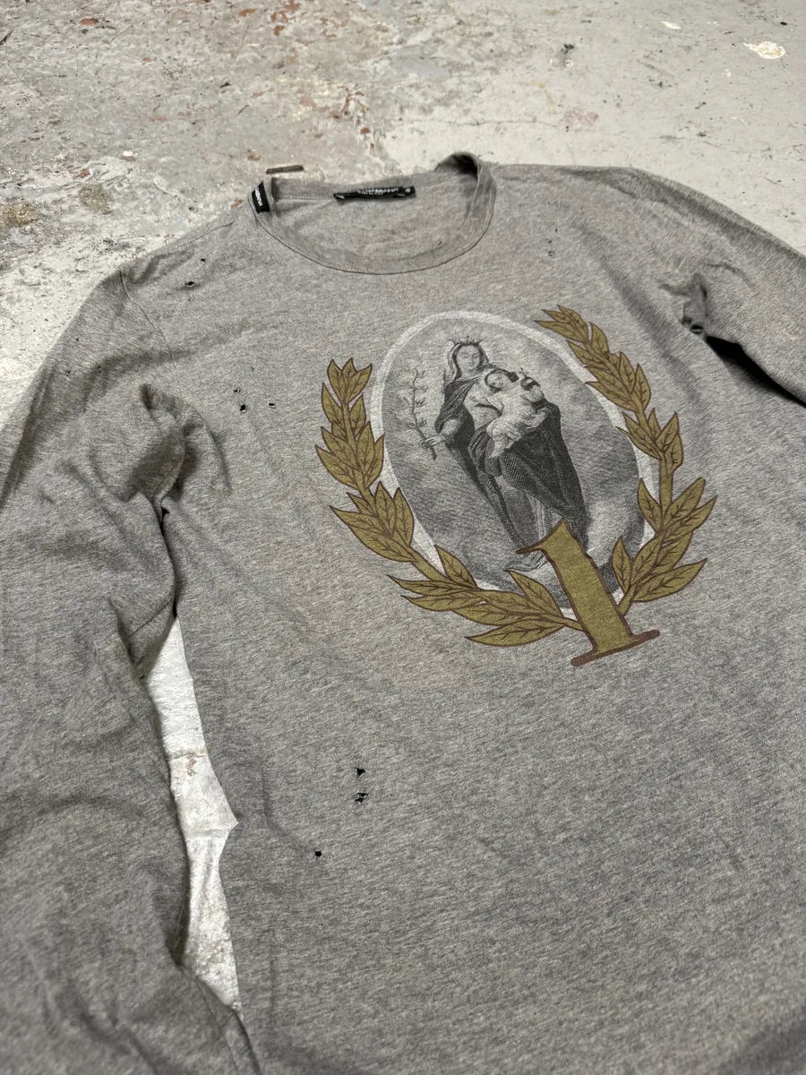 2010s Dolce & Gabbana Catholic Grey Distressed Longsleeves RiYJTib 4
