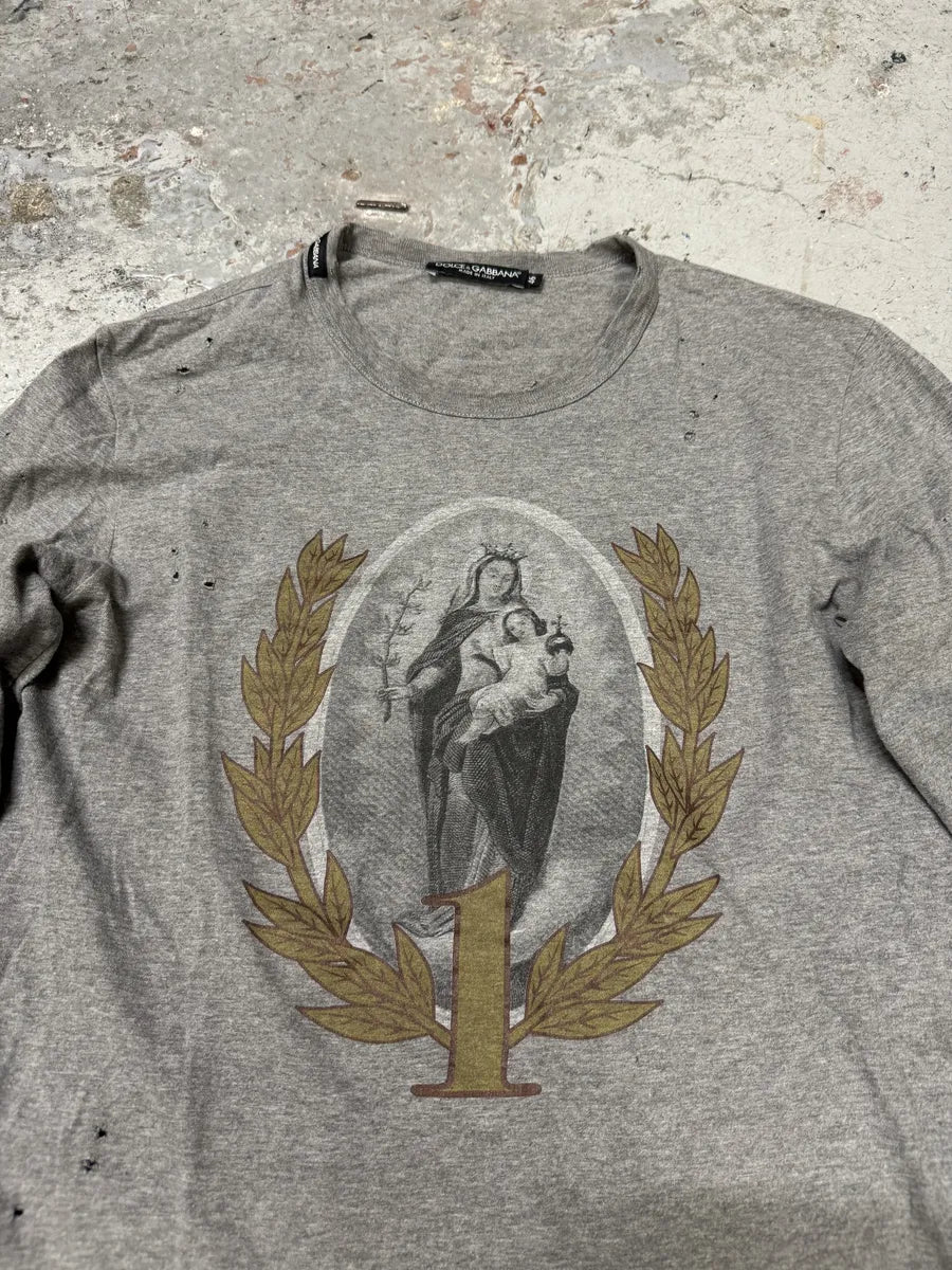 2010s Dolce & Gabbana Catholic Grey Distressed Longsleeves RiYJTib 6