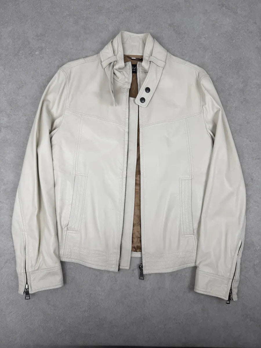 2010s Dolce & Gabbana Creamy White Beige Leather Jacket wKNDEhR 11