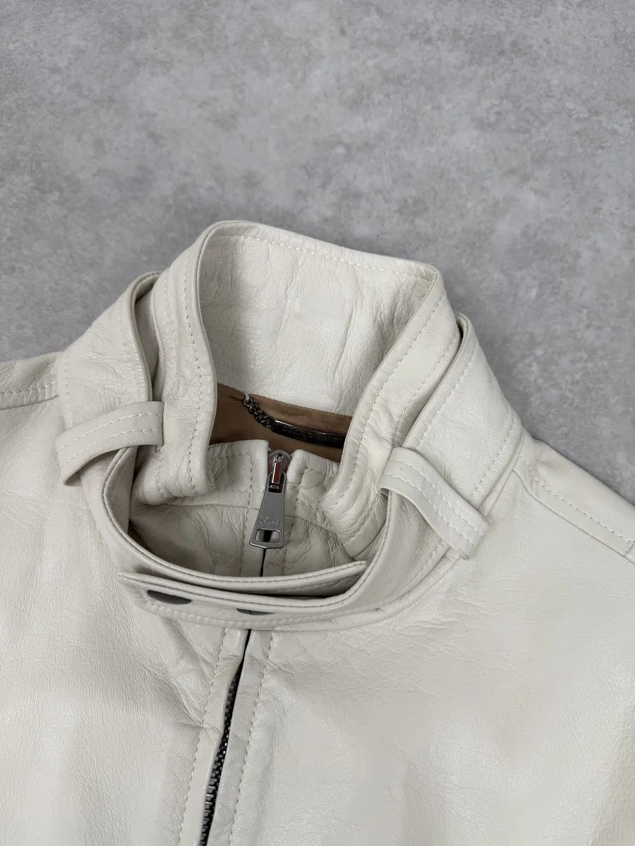 2010s Dolce & Gabbana Creamy White Beige Leather Jacket wKNDEhR 12