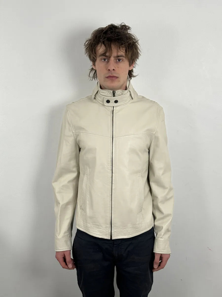 2010s Dolce & Gabbana Creamy White Beige Leather Jacket wKNDEhR 2