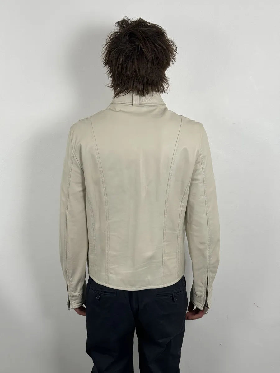 2010s Dolce & Gabbana Creamy White Beige Leather Jacket wKNDEhR 3